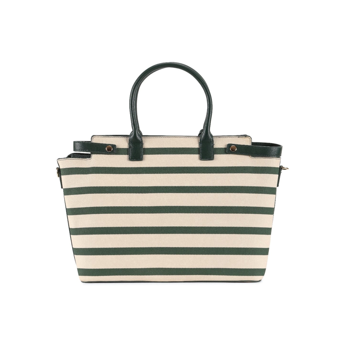Magnolia Green PU Leather Striped One Size Women Tote