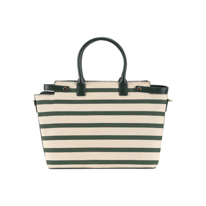 Magnolia Green PU Leather Striped One Size Women Tote