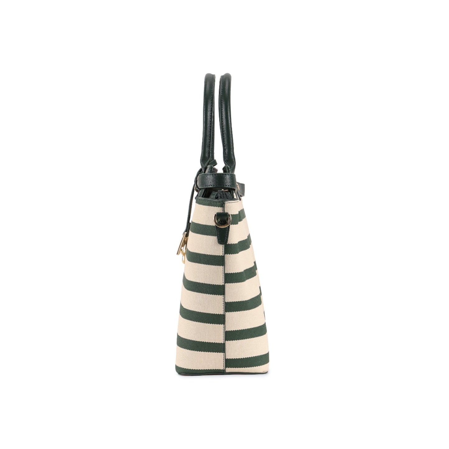 Magnolia Green PU Leather Striped One Size Women Tote