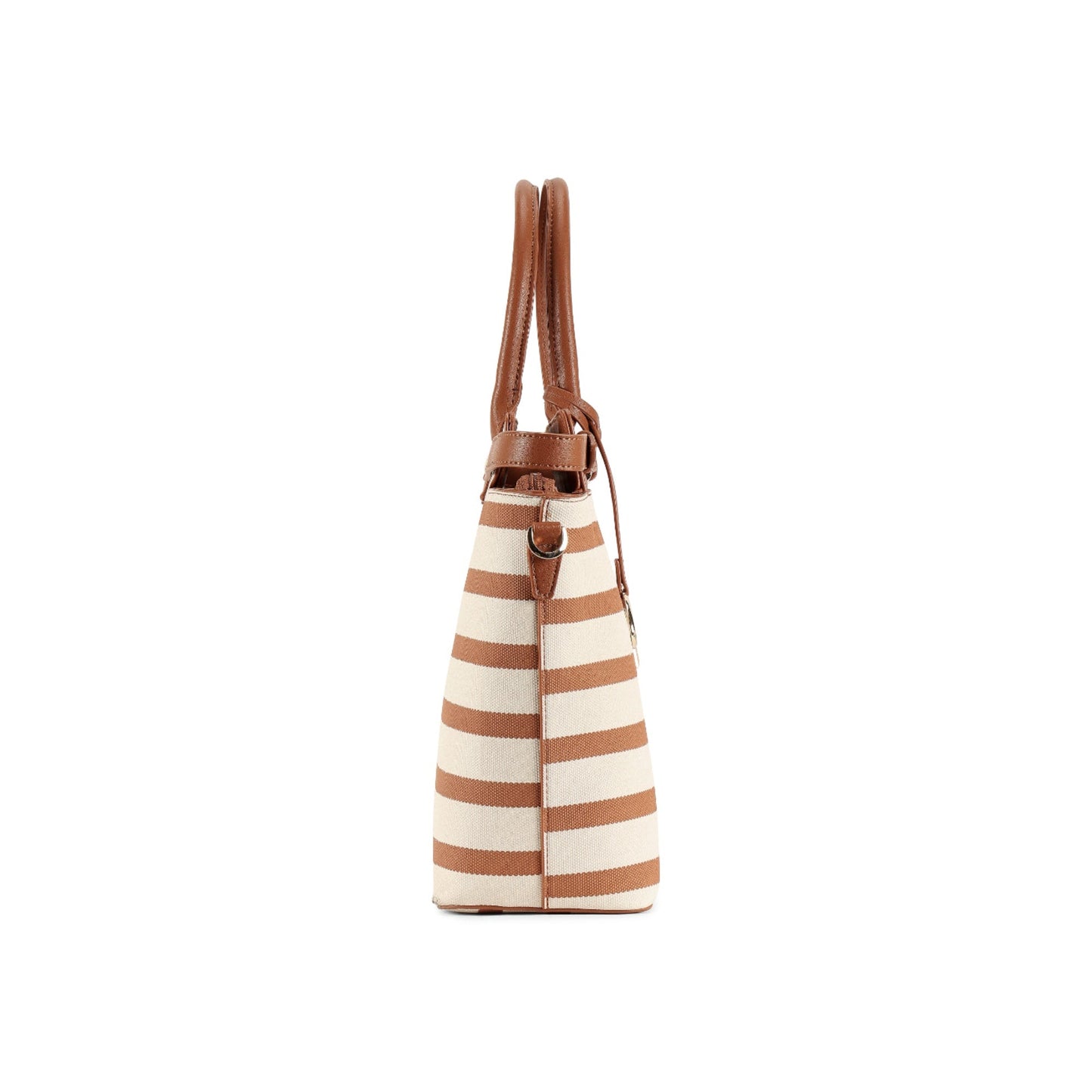 Magnolia Brown PU Leather Striped One Size Women Tote