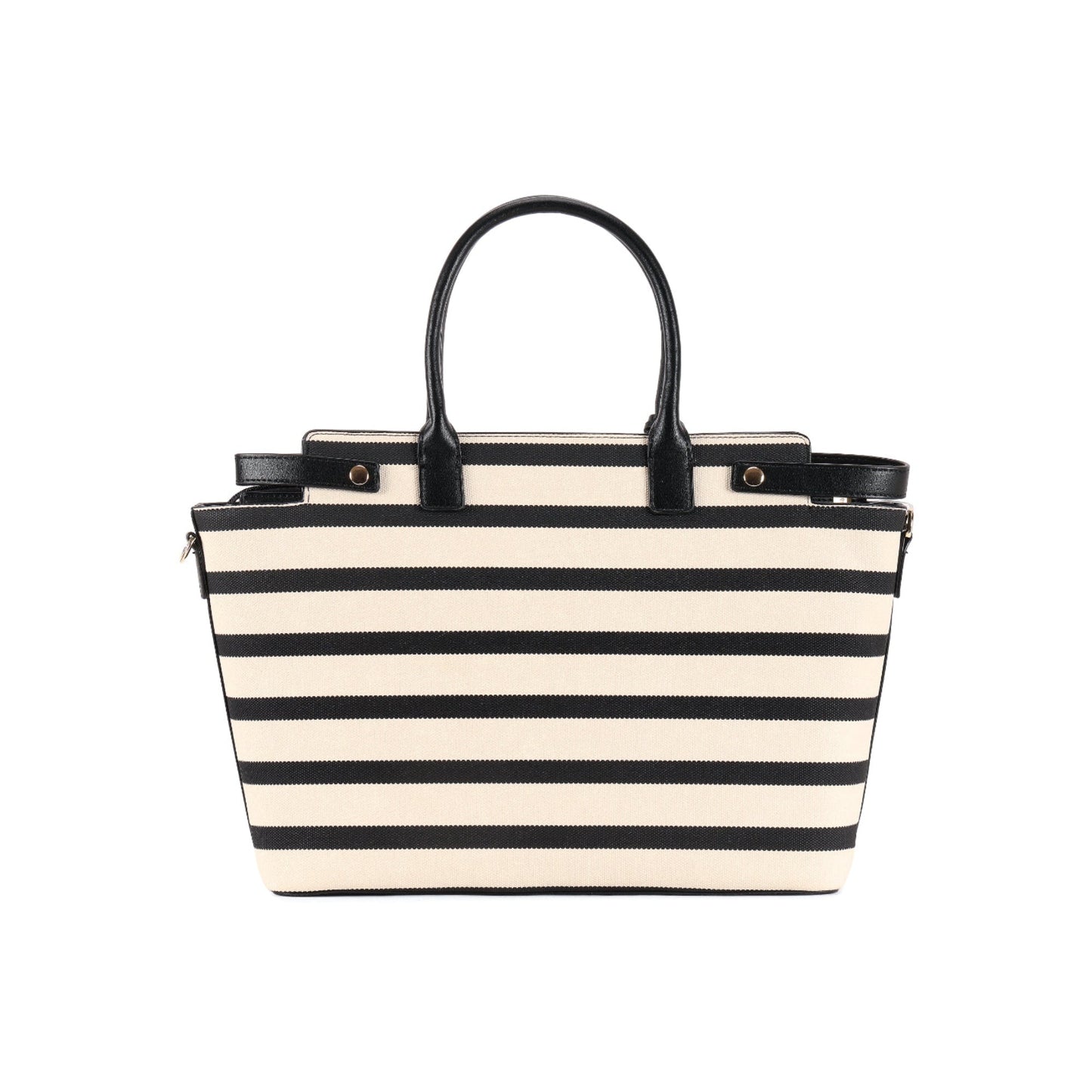 Magnolia Black PU Leather Striped One Size Women Tote