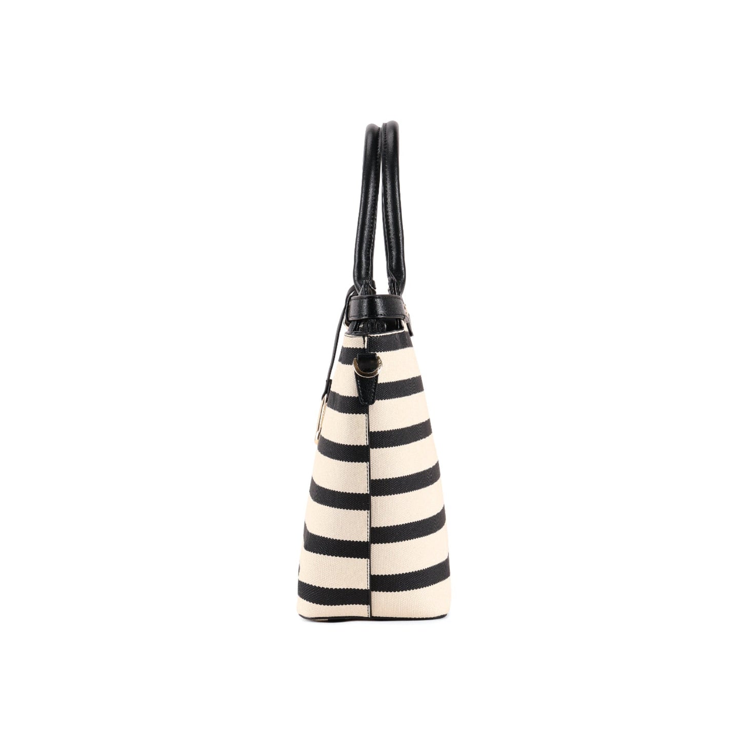 Magnolia Black PU Leather Striped One Size Women Tote