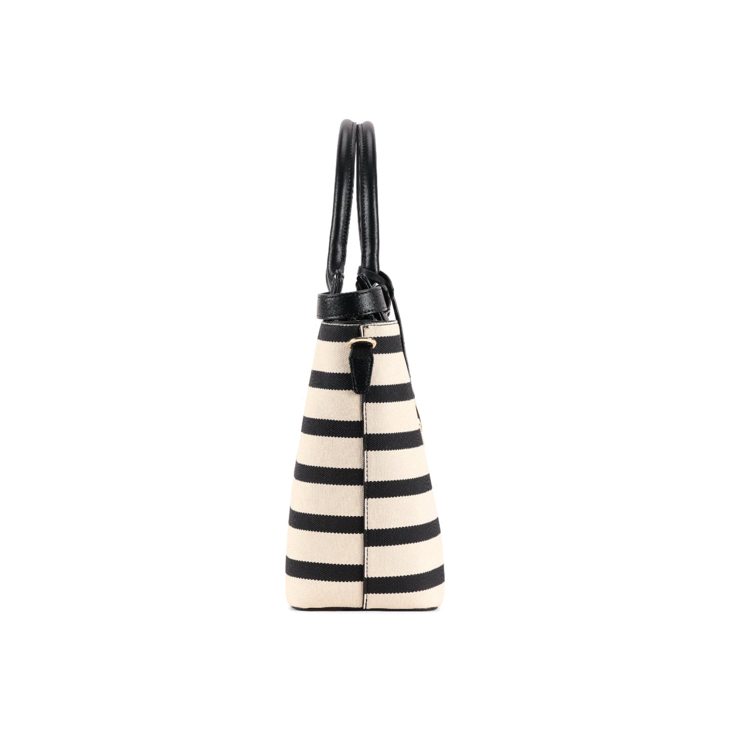 Magnolia Black PU Leather Striped One Size Women Tote