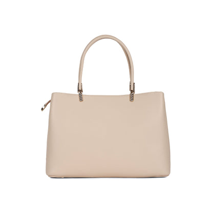 Magnolia Beige PU Leather Embroidered One Size Women Tote