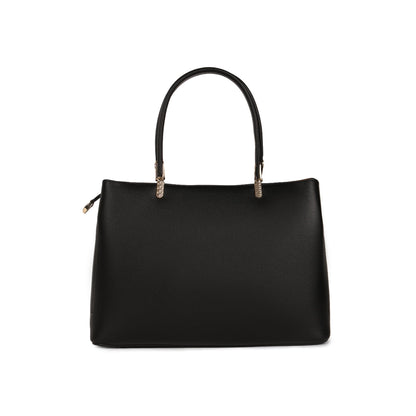 Magnolia Black PU Leather Embroidered One Size Women Tote