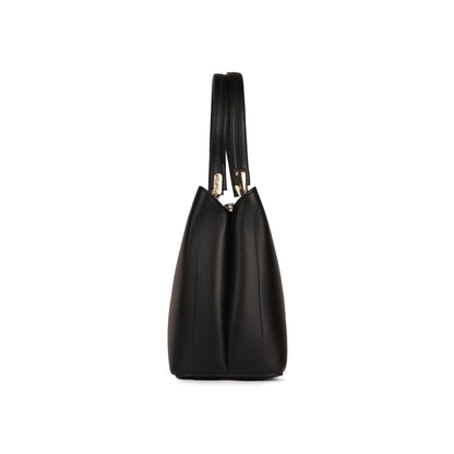 Magnolia Black PU Leather Embroidered One Size Women Tote