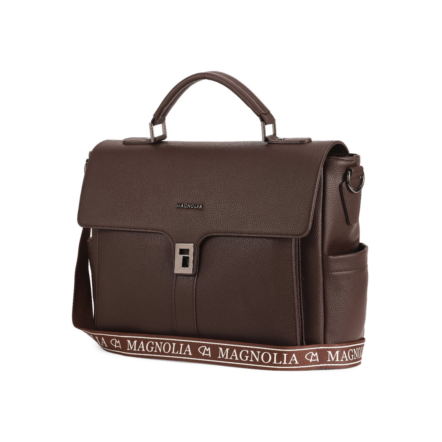 Magnolia Coffee PU Leather Solid One Size Women Laptop Bag