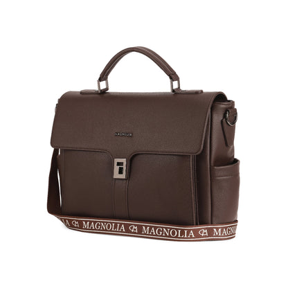 Magnolia Coffee PU Leather Solid One Size Women Laptop Bag