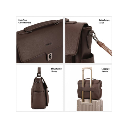 Magnolia Coffee PU Leather Solid One Size Women Laptop Bag