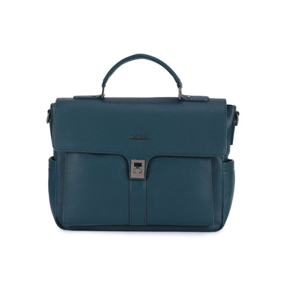 Magnolia Blue PU Leather Solid One Size Women Laptop Bag