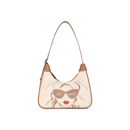Magnolia Khaki PU Leather Printed One Size Women Shoulder Bag