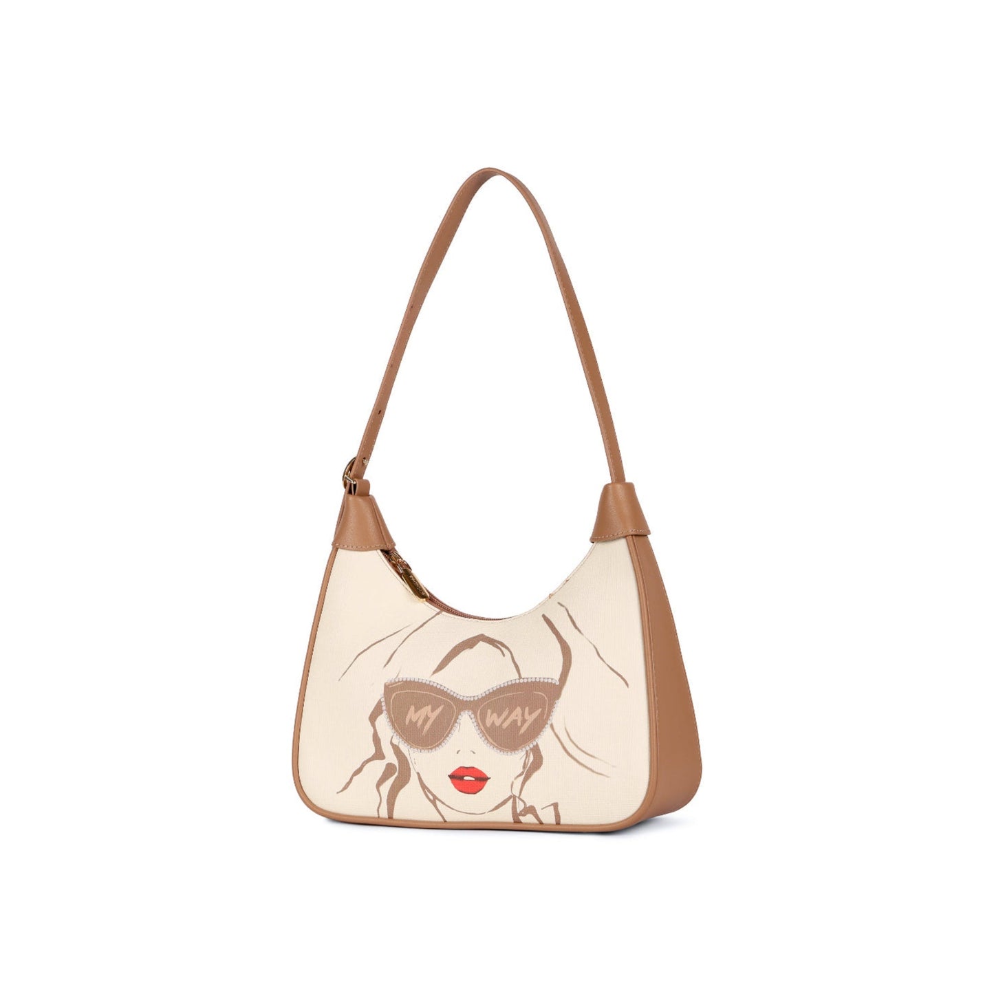 Magnolia Khaki PU Leather Printed One Size Women Shoulder Bag