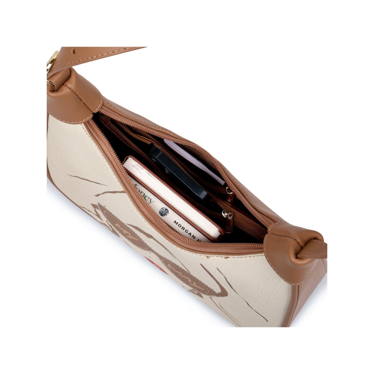 Magnolia Khaki PU Leather Printed One Size Women Shoulder Bag