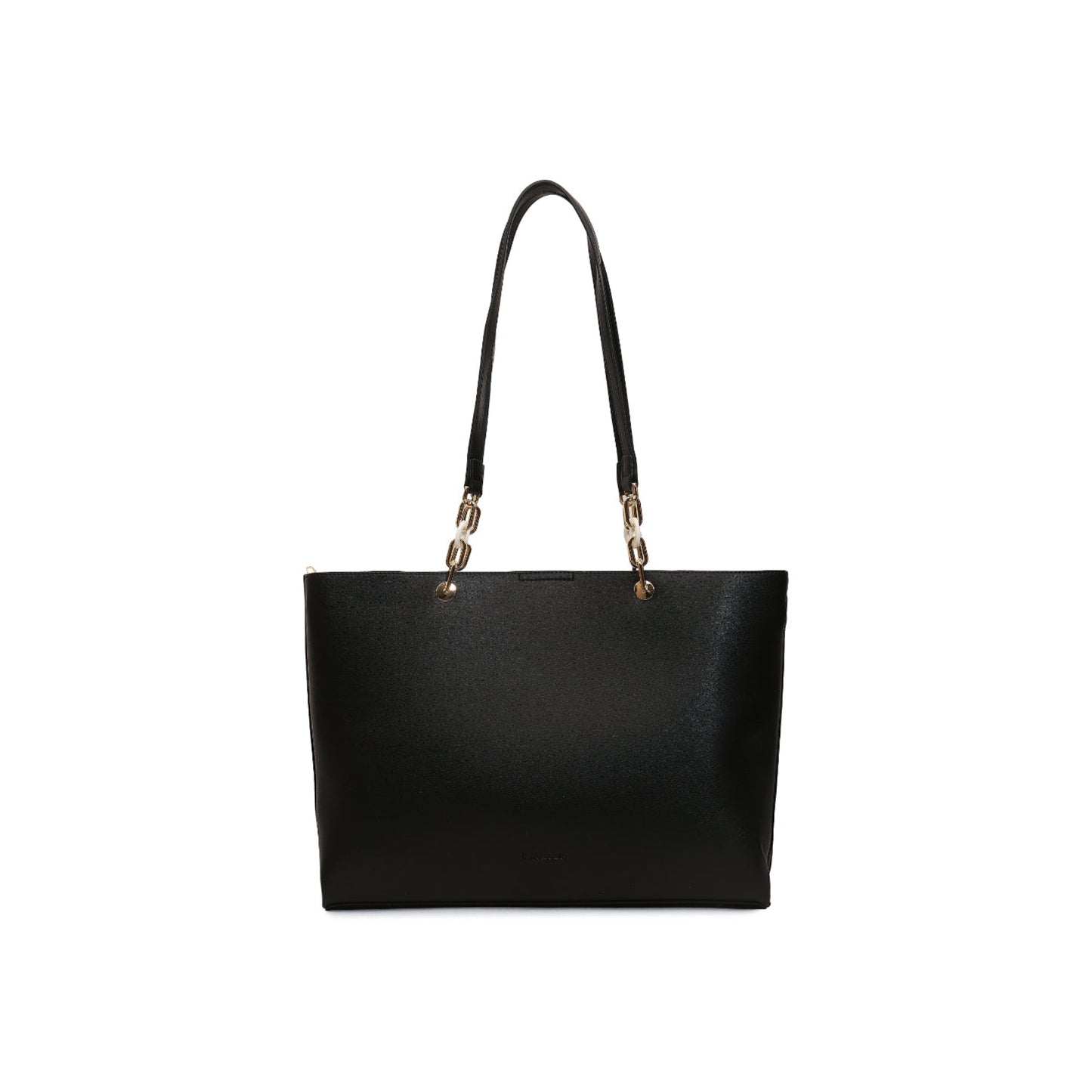 Magnolia Black PU Leather Printed One Size Women Tote