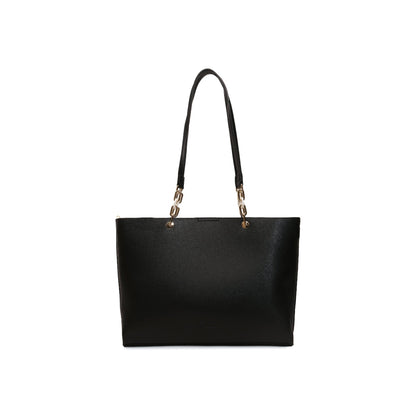Magnolia Black PU Leather Printed One Size Women Tote