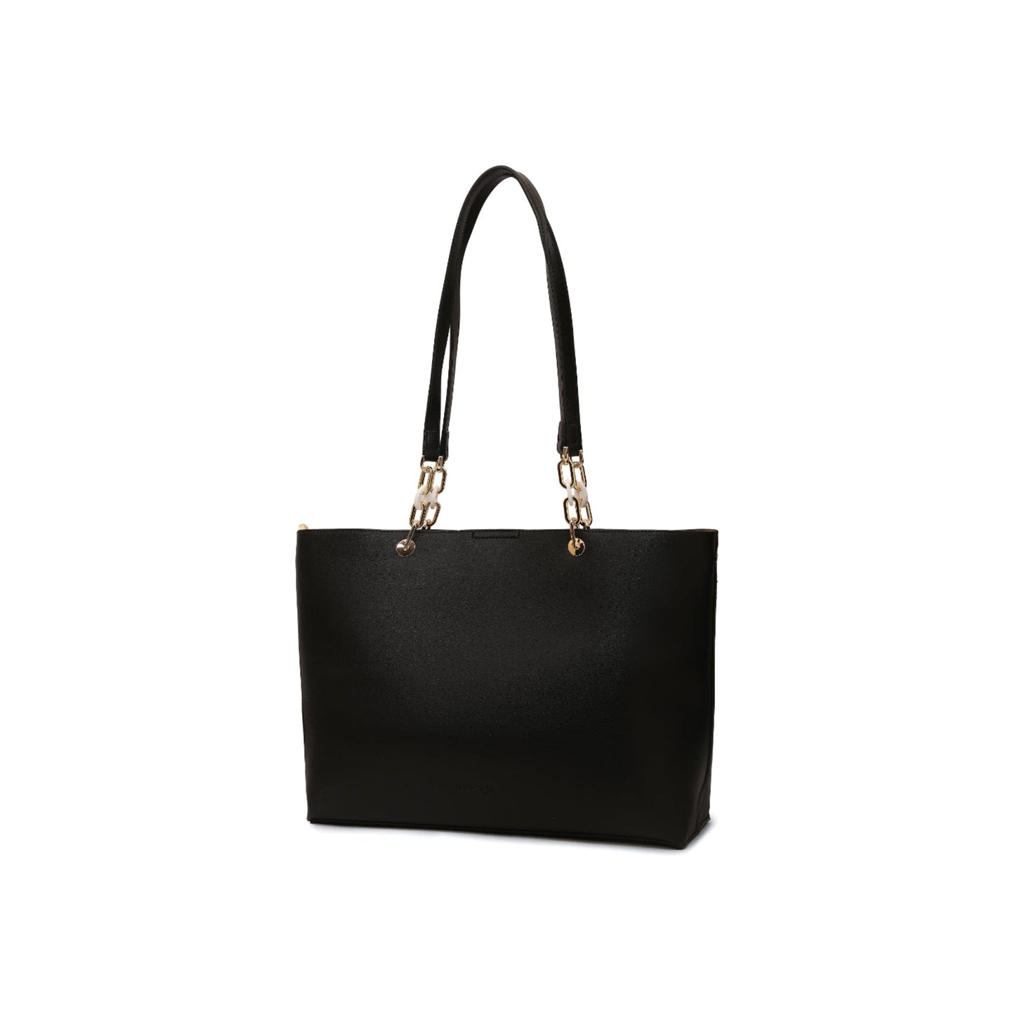 Magnolia Black PU Leather Printed One Size Women Tote