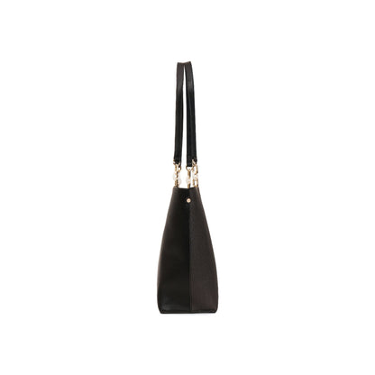 Magnolia Black PU Leather Printed One Size Women Tote