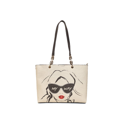 Magnolia Grey PU Leather Printed One Size Women Tote