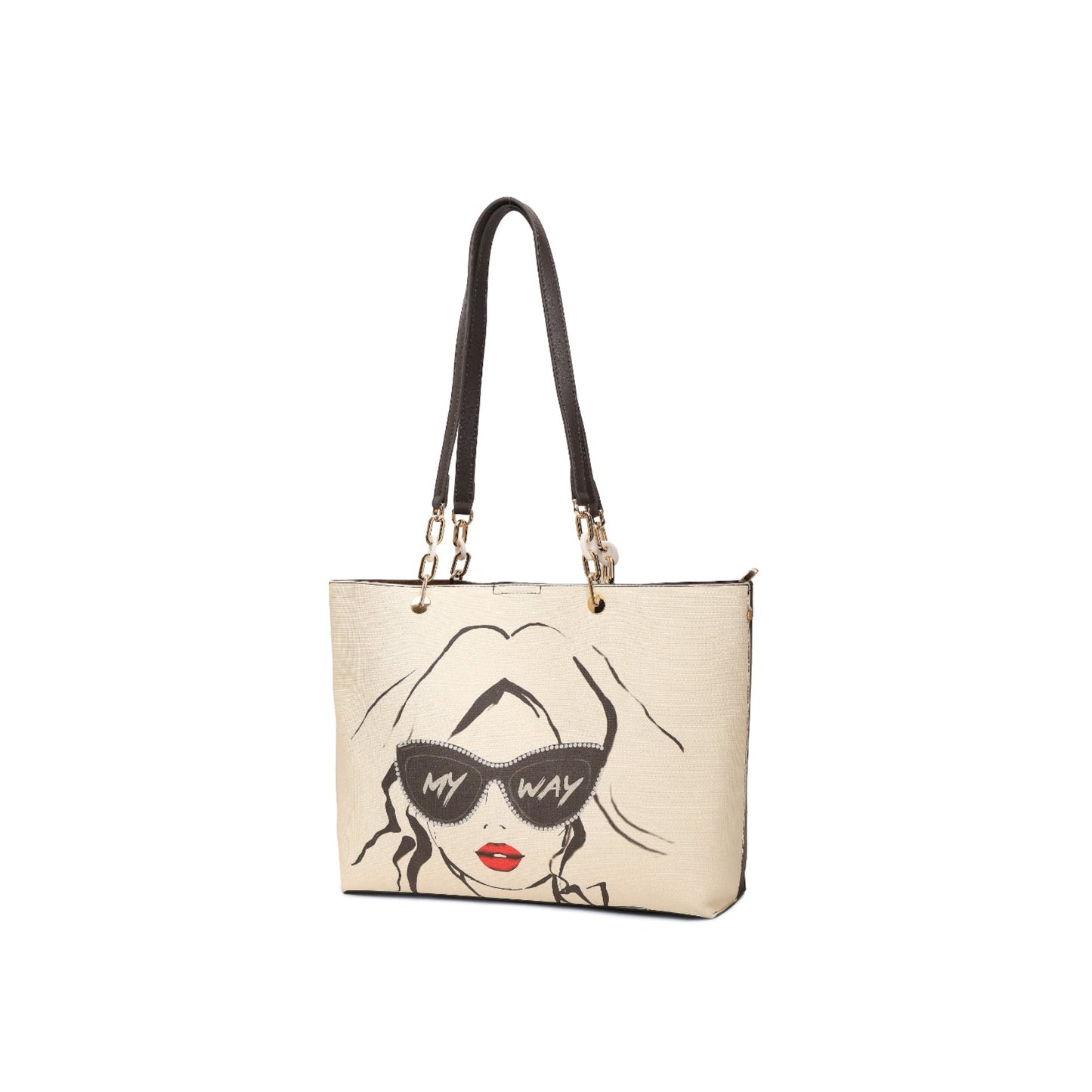 Magnolia Grey PU Leather Printed One Size Women Tote