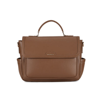 Magnolia Brown PU Leather Solid One Size Women Laptop Bag