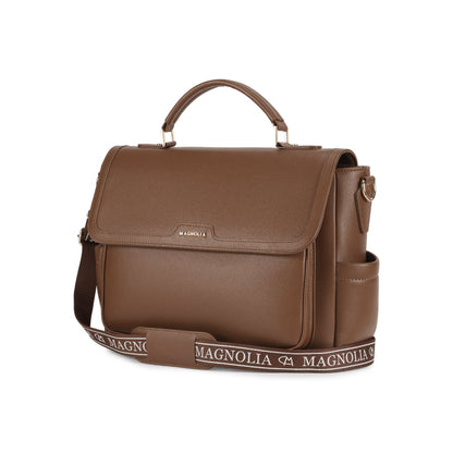 Magnolia Brown PU Leather Solid One Size Women Laptop Bag
