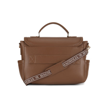 Magnolia Brown PU Leather Solid One Size Women Laptop Bag