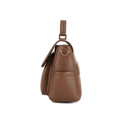 Magnolia Brown PU Leather Solid One Size Women Laptop Bag