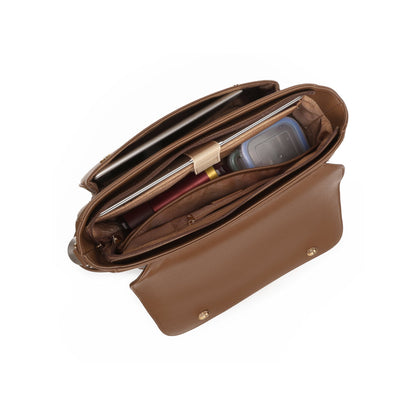 Magnolia Brown PU Leather Solid One Size Women Laptop Bag