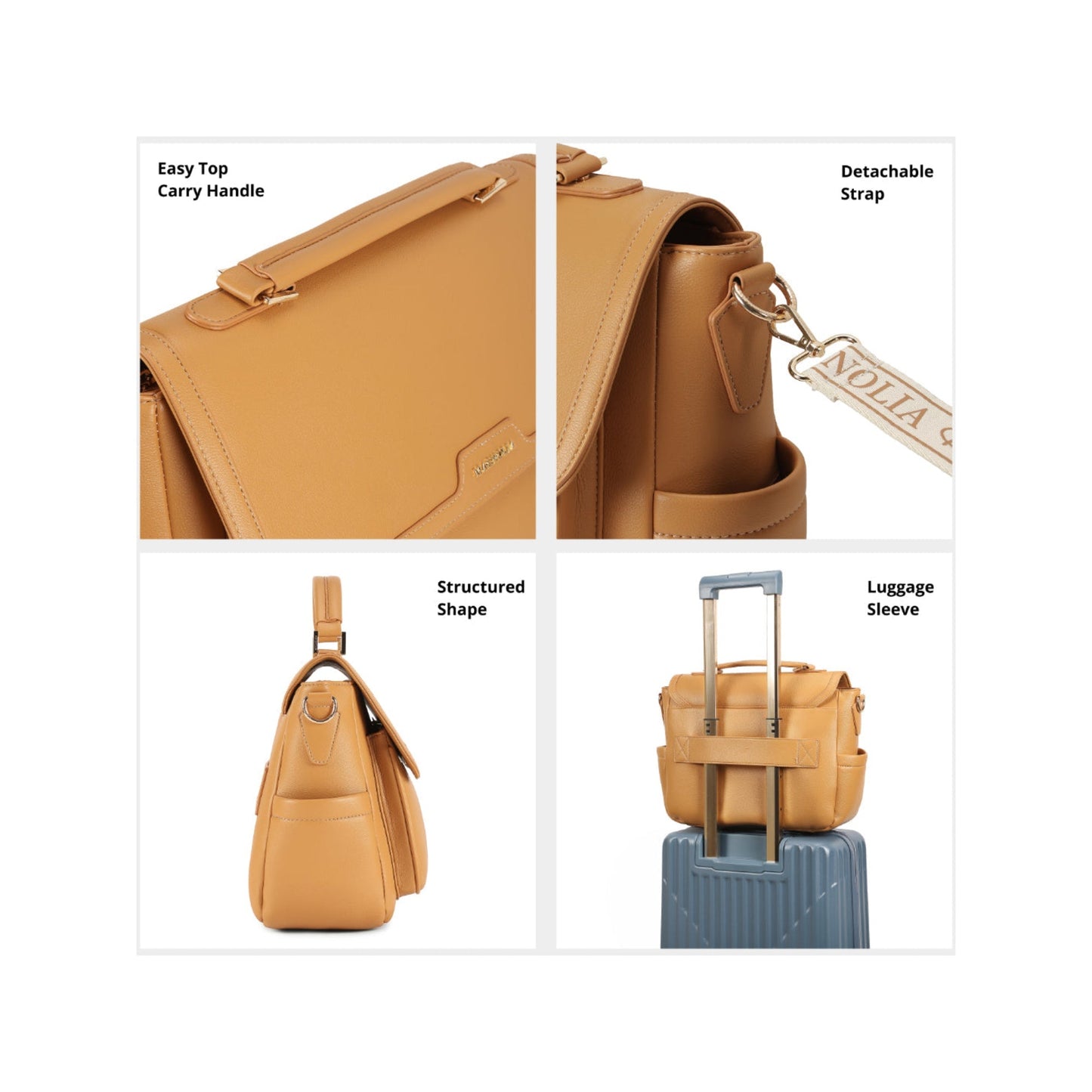 Magnolia YellowPU Leather Solid One Size Women Laptop Bag