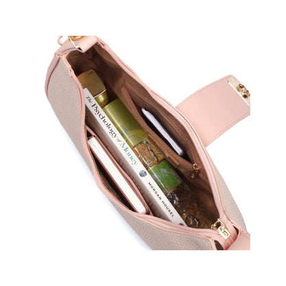 Magnolia Pink PU Leather Textured One Size Women Shoulder Bag