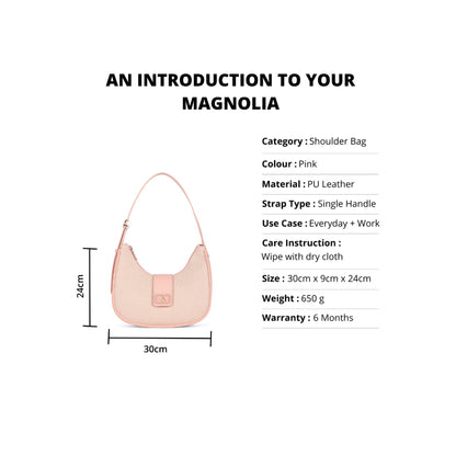 Magnolia Pink PU Leather Textured One Size Women Shoulder Bag