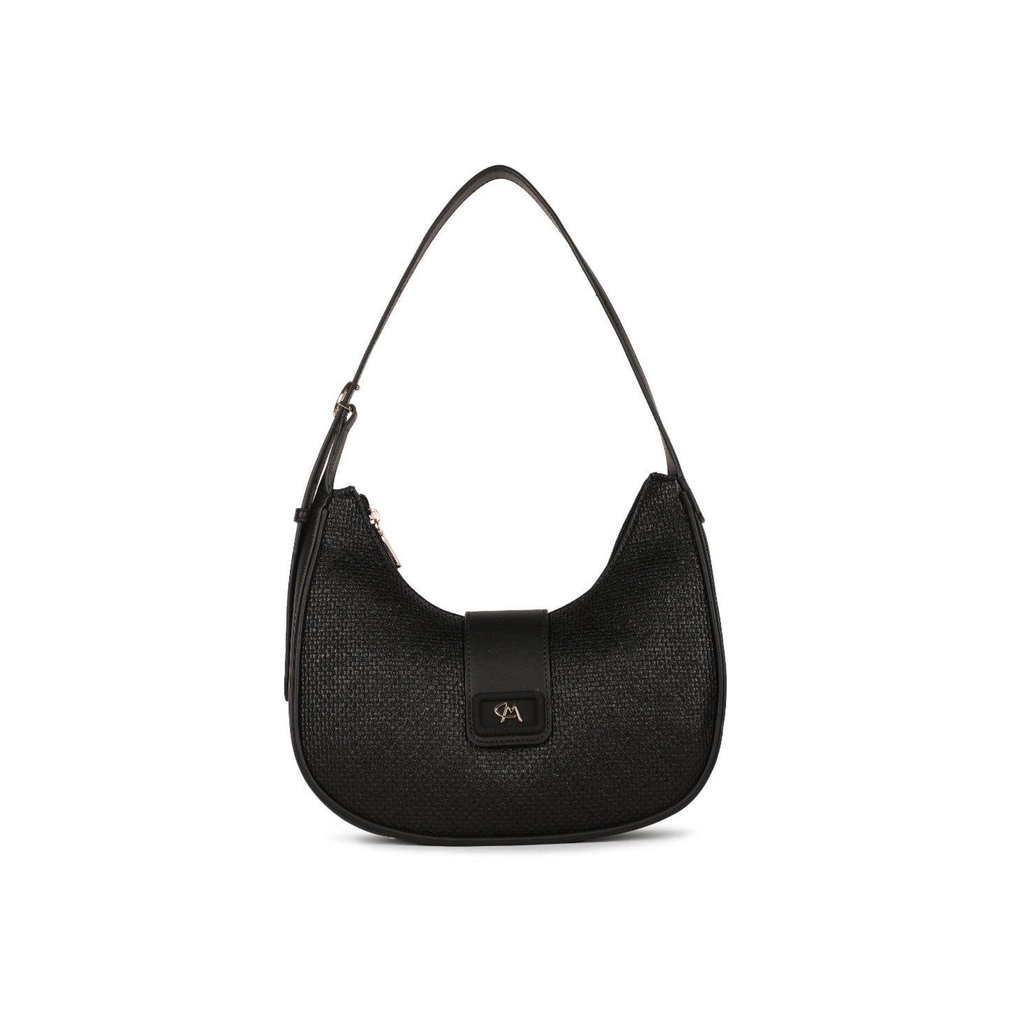 Magnolia Black PU Leather Textured One Size Women Shoulder Bag