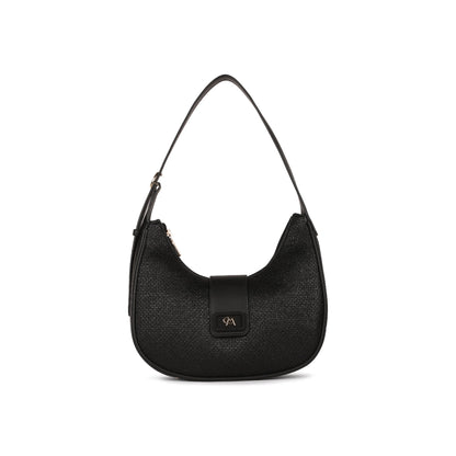 Magnolia Black PU Leather Textured One Size Women Shoulder Bag