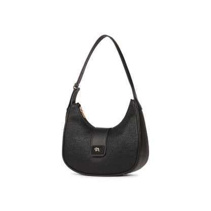 Magnolia Black PU Leather Textured One Size Women Shoulder Bag