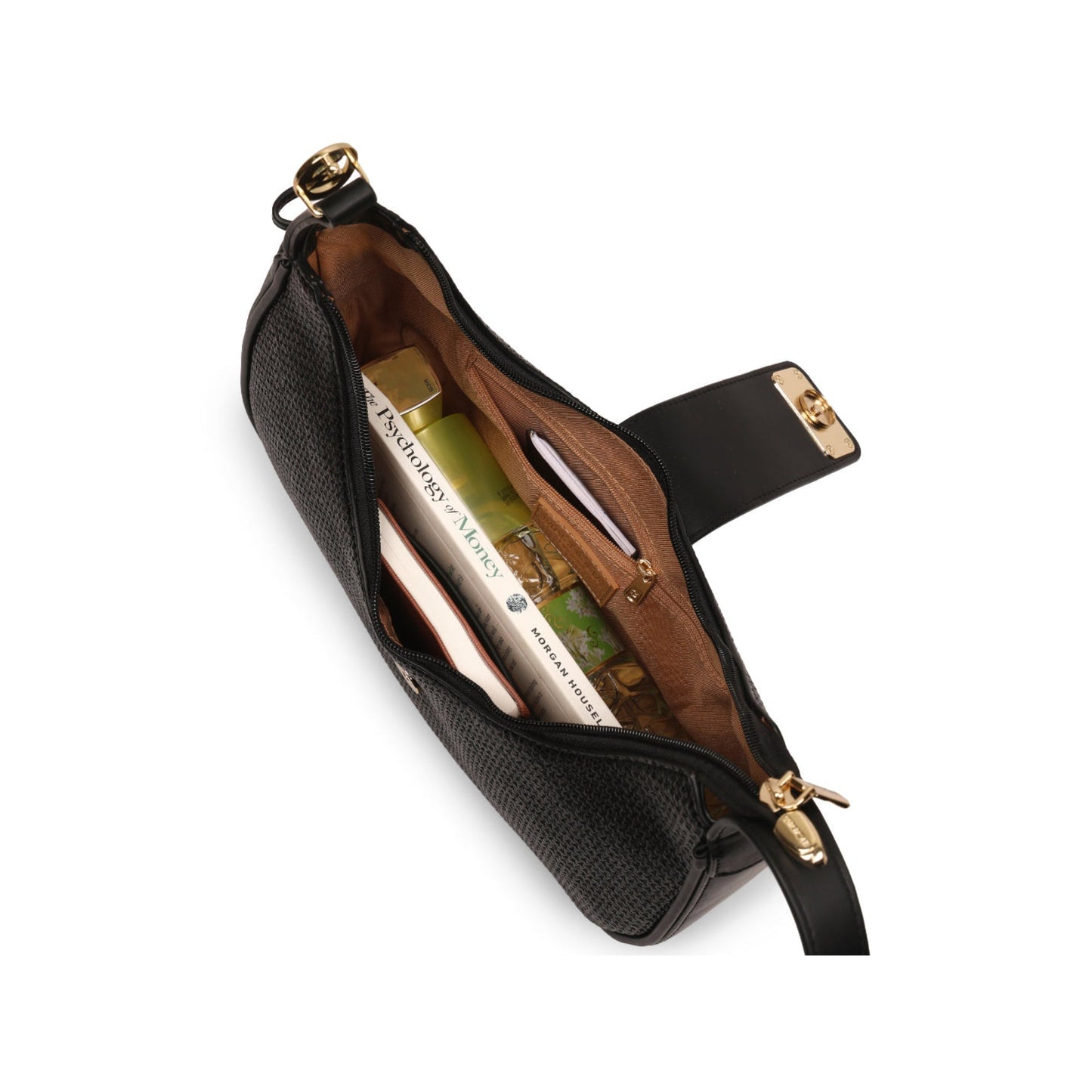 Magnolia Black PU Leather Textured One Size Women Shoulder Bag