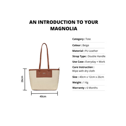 Magnolia Beige PU Leather Textured One Size Women Tote