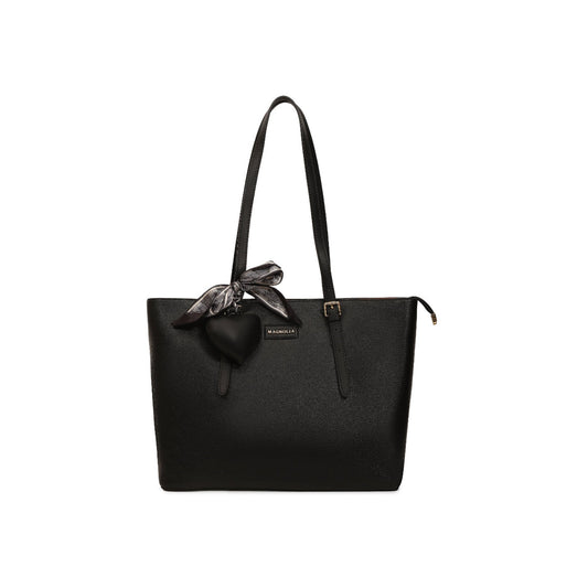 Magnolia Black Solid One Size PU Leather Tote