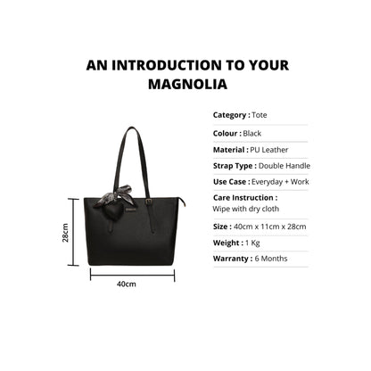 Magnolia Black PU Leather Solid One Size Women Tote