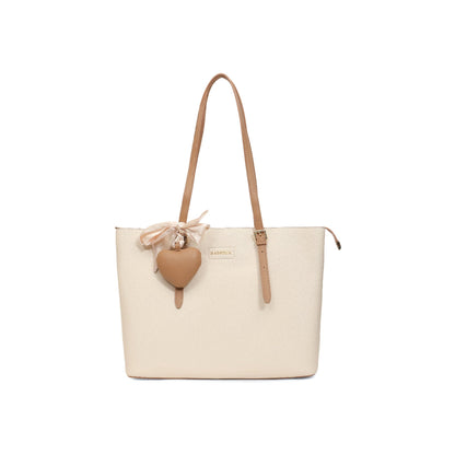 Magnolia White Solid One Size PU Leather Tote