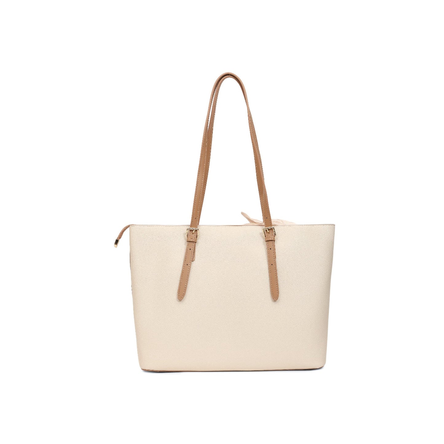 Magnolia White Solid One Size PU Leather Tote