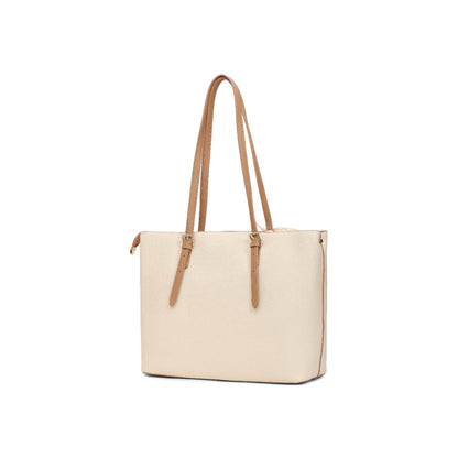 Magnolia White Solid One Size PU Leather Tote