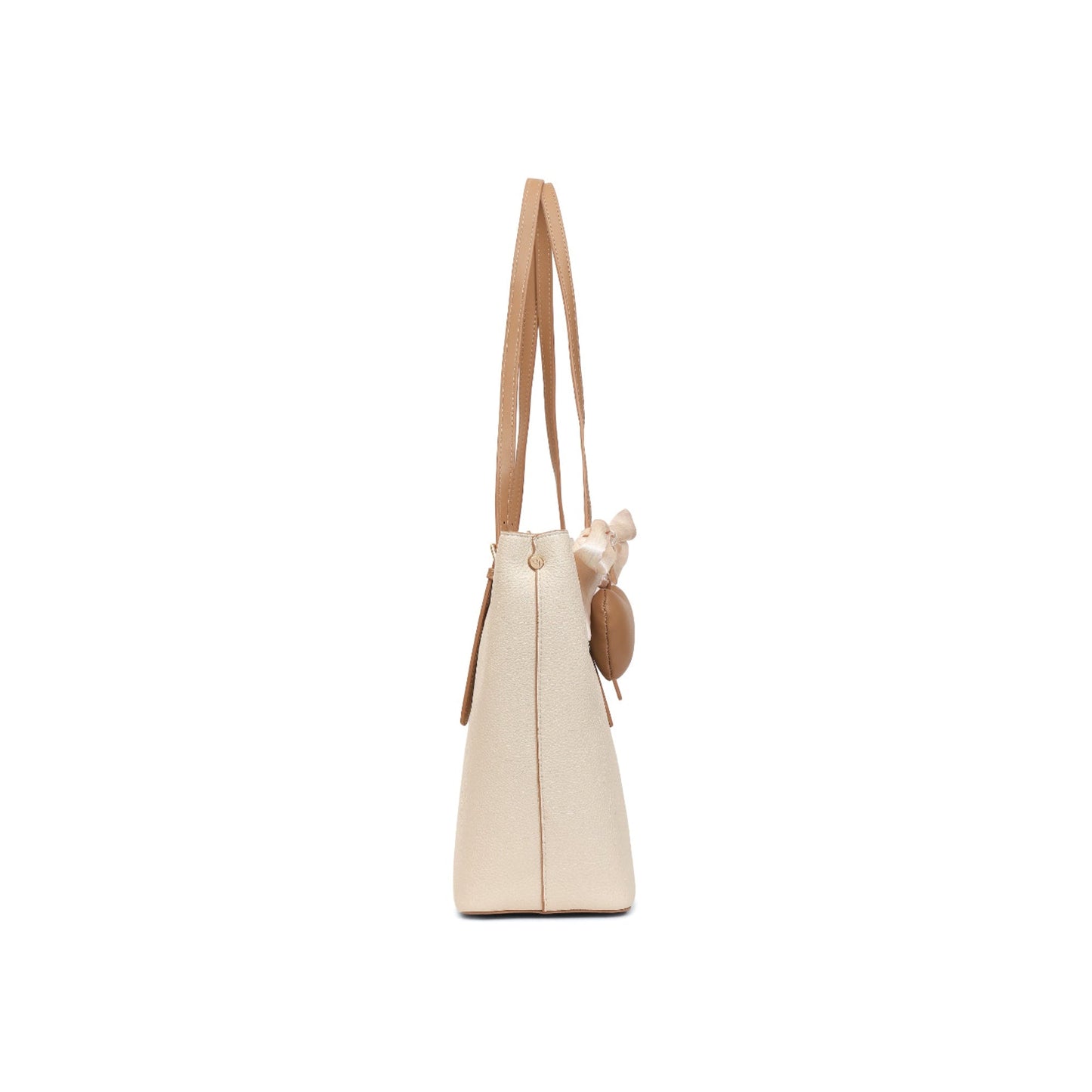Magnolia White Solid One Size PU Leather Tote