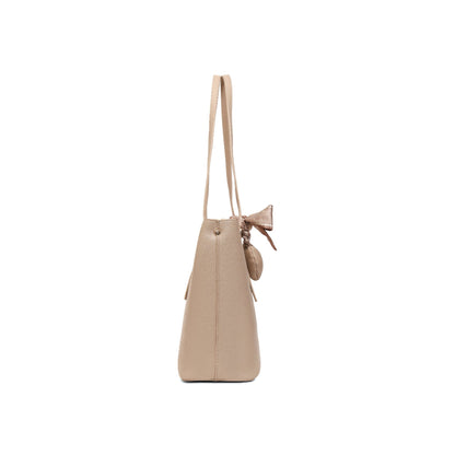 Magnolia Beige Solid One Size PU Leather Tote