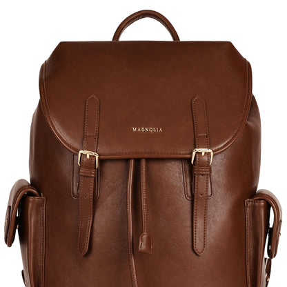Magnolia PU Leather  Brown Backpack