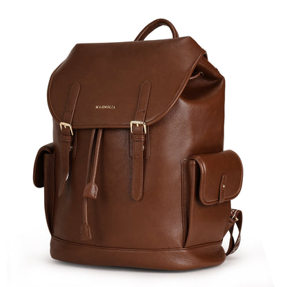 Magnolia PU Leather  Brown Backpack