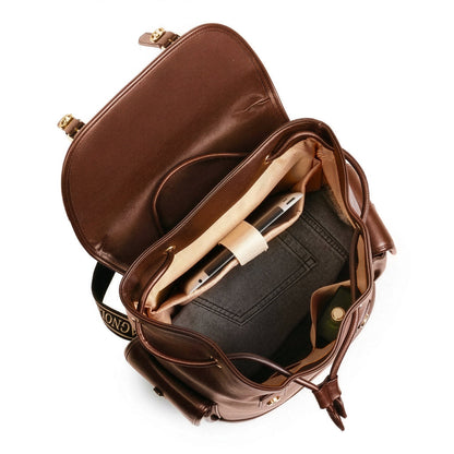 Magnolia PU Leather  Brown Backpack