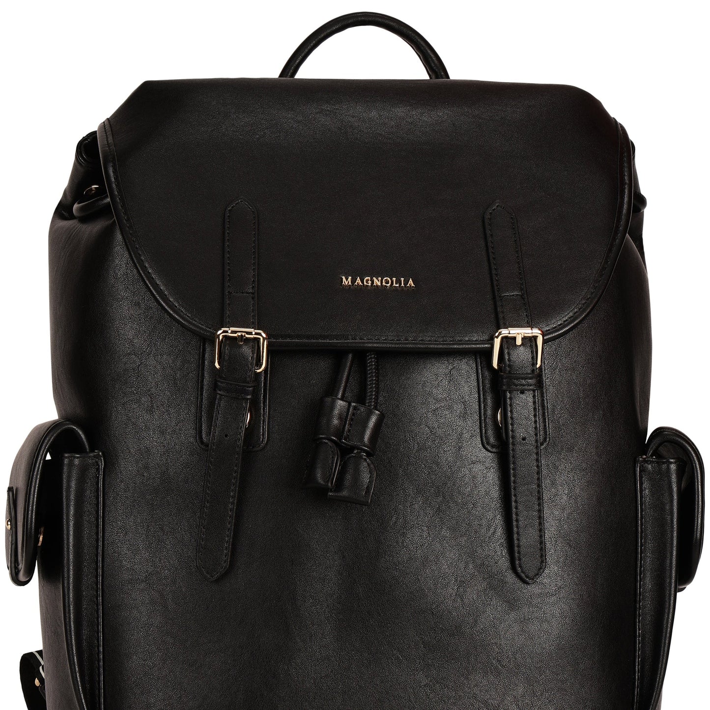 Magnolia PU Leather  Black Backpack