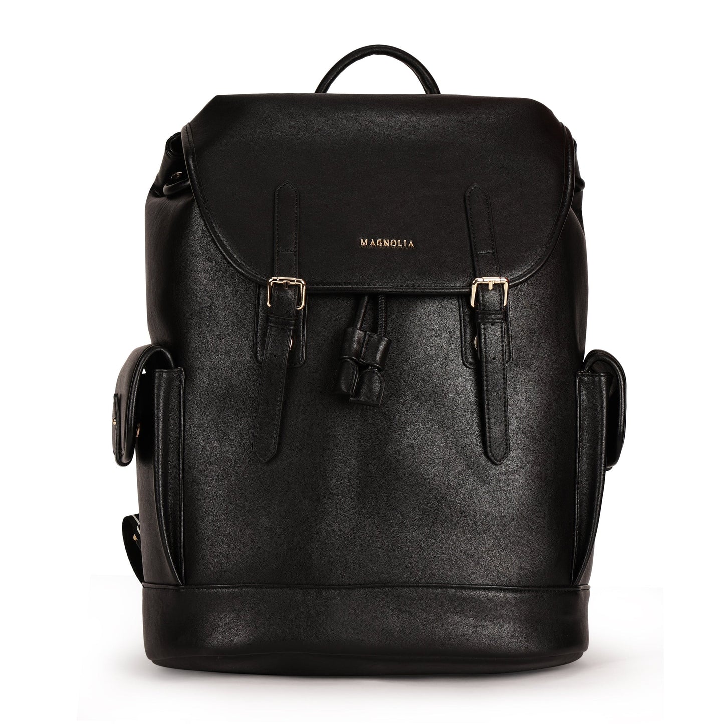 Magnolia PU Leather  Black Backpack
