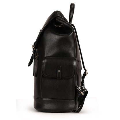 Magnolia PU Leather  Black Backpack