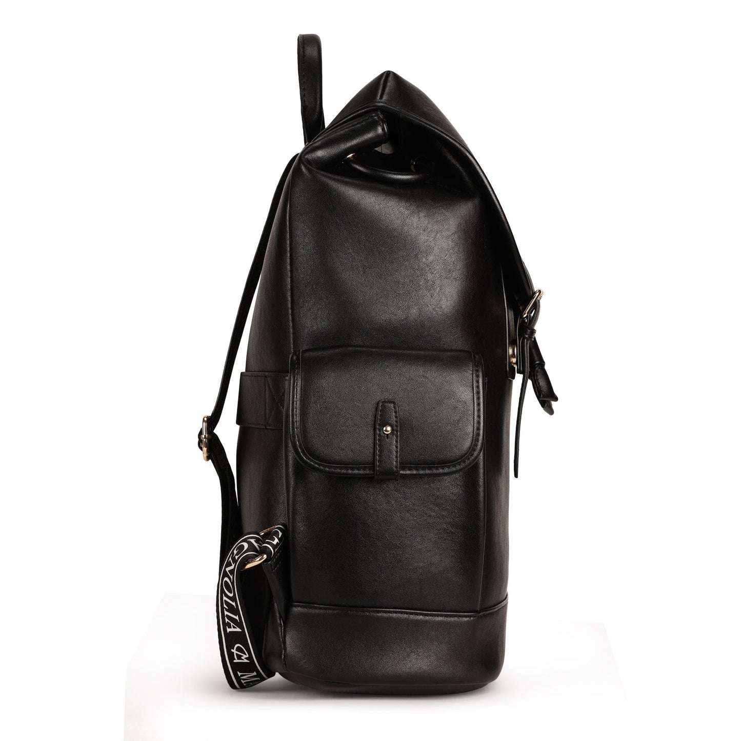 Magnolia PU Leather  Black Backpack